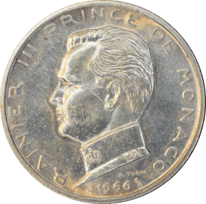 Avers 5 francs 1966 Rainier III