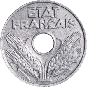 Avers 20 centimes 1944 Etat français Fer