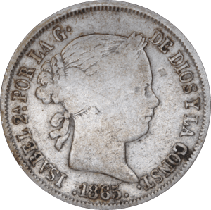 Obverse 40 centimos de escudo Isabel II 1865