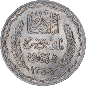 5 francs Ahmad Pasha 1939 - Avers