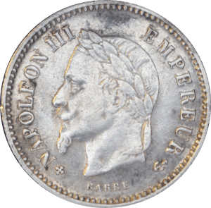 Avers 20 centimes Napoléon III 1867 BB