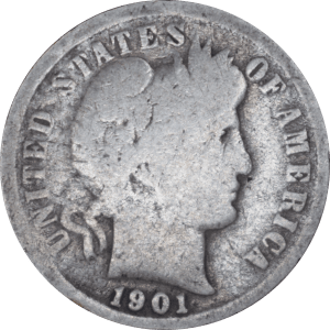 Obverse 10 cents "Barber Dime" 1901