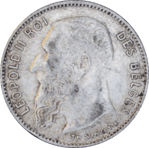 Avers 50 centimes Léopold II 1909