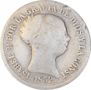 Avers 2 reales Isabelle II 1852 Séville