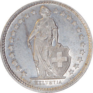 Avers ½ franc Helvetia debout 1958