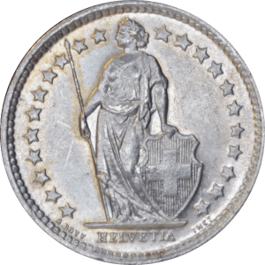 Avers ½ franc Helvetia debout 1961