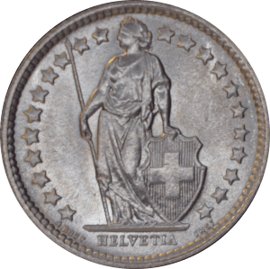 Avers ½ franc Helvetia debout 1964