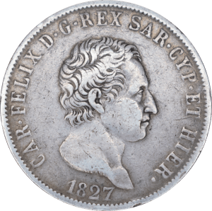 5 lires Carlo Felice 1827 P - Avers