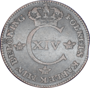 ¼ skilling Charles XIV 1821 - Avers