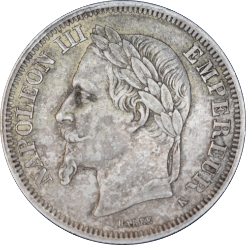 Avers 2 francs Napoléon III 1867 K