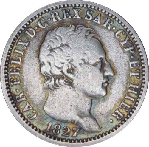 Avers 1 lire Carlo Felice 1827 L