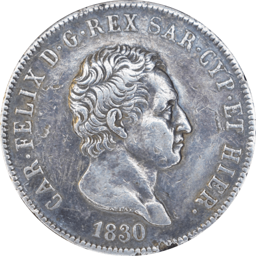 5 Lires Charles-Félix 1830 P - Avers