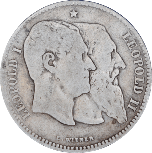 Avers 2 francs Léopold II 1880