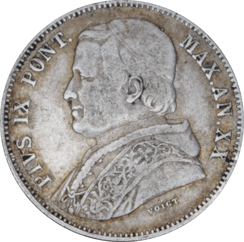 Avers 20 baiocchi - Pie IX 1865 R