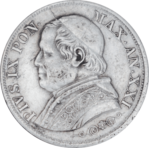 Avers 1 lira Pius IX 1866 R