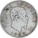 1 lire Vittorio Emanuele II 1863 M BN - Avers