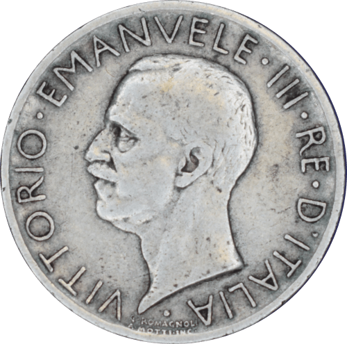 Avers 5 lires Vittorio Emanuele III 1928 R