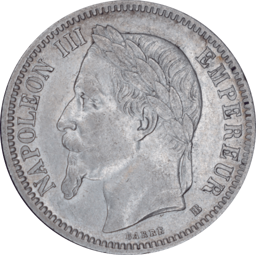 Avers 1 franc Napoléon III 1867 BB