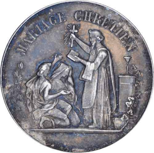 Avers Médaille de mariage 1880 poinçon corne d'abondance