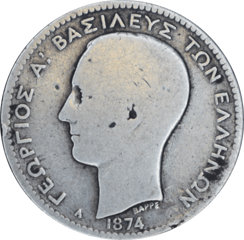 Avers 1 drachme George I 1874 A