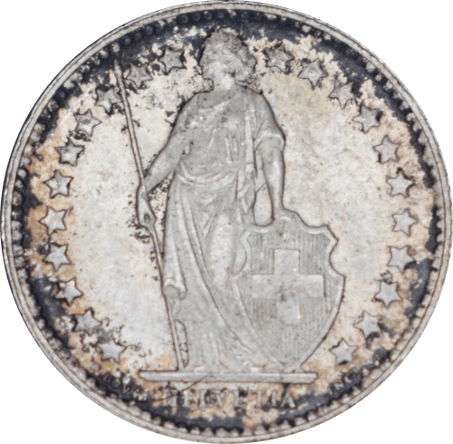 Avers 1/2 franc Helvetia debout 1953