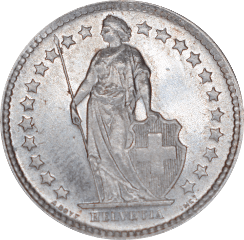 Avers 1/2 franc Helvetia debout 1958