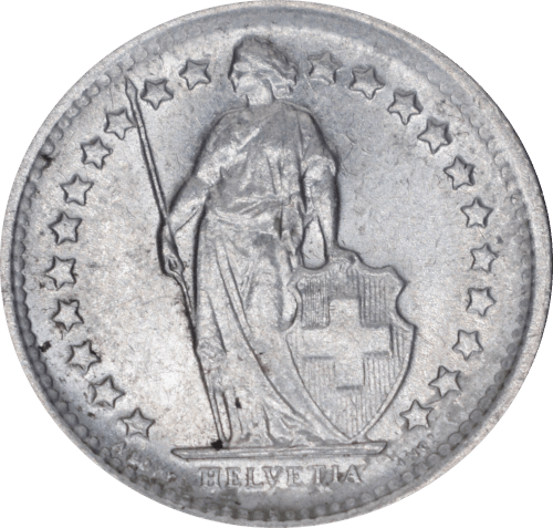 Avers 1/2 franc Helvetia debout 1965