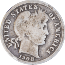 10 cents "Barber Dime" 1908 D - Avers