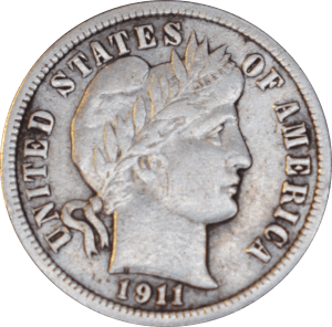 Avers 10 cents "Barber Dime" 1911