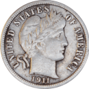10 cents "Barber Dime" 1911 - Avers