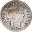 10 cents "Barber Dime" 1910 D - Avers