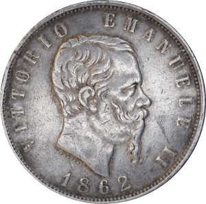 Avers 5 lires Vittorio Emanuele II 1862 N