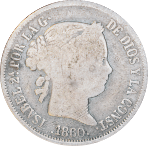 Avers 4 reales Isabelle II 1860 Barcelone