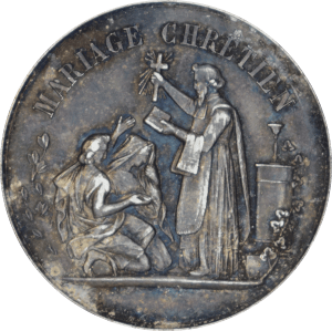 Avers Médaille de mariage 1880 poinçon corne d'abondance