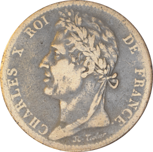 Avers 10 centimes Charles X Colonies françaises 1825 A