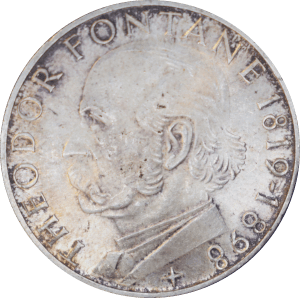 Avers 5 deutsche mark 1969 G Theodor Fontane