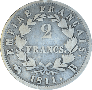 2 francs 1811 B Napoléon Empereur - Revers