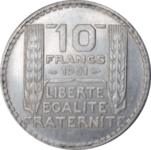 Revers 10 francs 1931 Turin