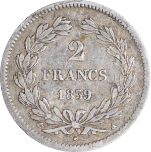 Revers 2 francs 1839 A Louis Philippe I