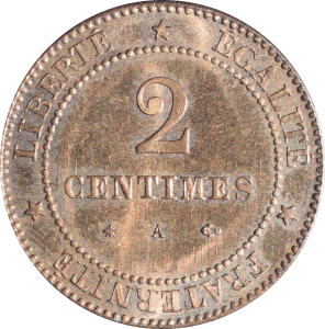 Revers 2 centimes Cérès 1877 A