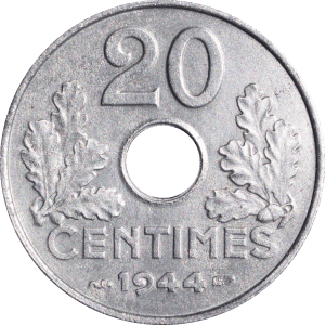 Revers 20 centimes 1944 Etat français Fer