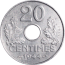 20 centimes 1944 Etat français Fer - Reverse