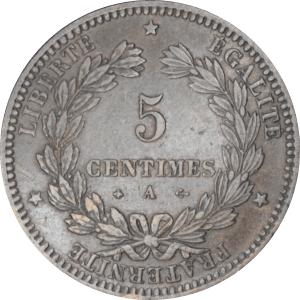 Revers 5 centimes Cérès 1871 A