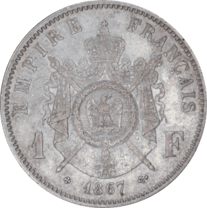 Revers 1 franc Napoléon III 1867 BB