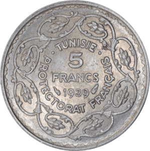 5 francs Ahmad Pasha 1939 - Revers