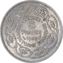 5 francs Ahmad Pasha 1939 - Reverse