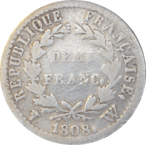 Revers Demi franc Napoléon Empereur 1808 W