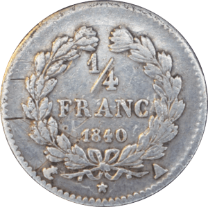 Revers ¼ franc Louis-Philippe 1840 A