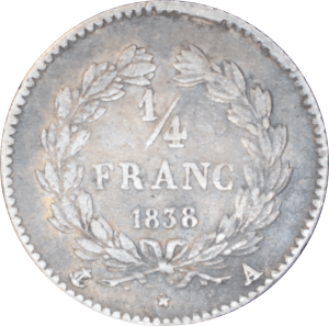 Revers ¼ franc Louis-Philippe 1838 A
