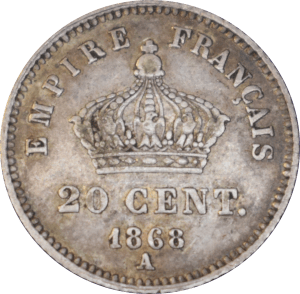 Revers 20 centimes Napoléon III 1868 A